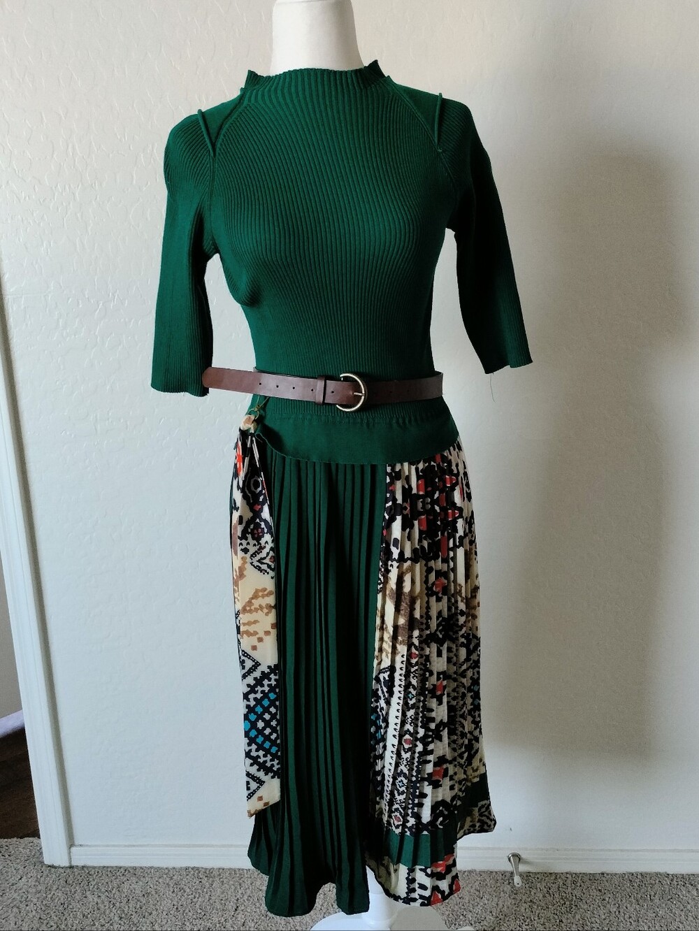 Size Small Green Pleated Dress